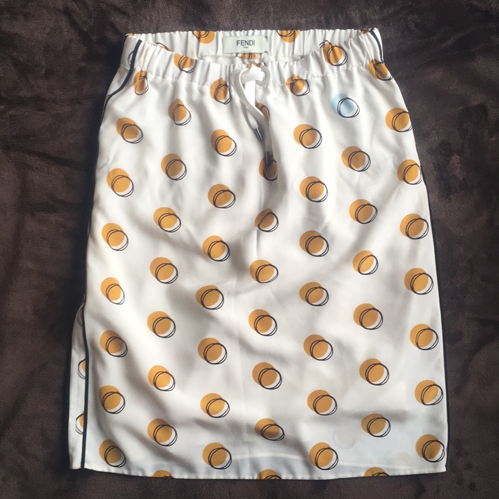 FENDI Polka Dot Silk Skirt